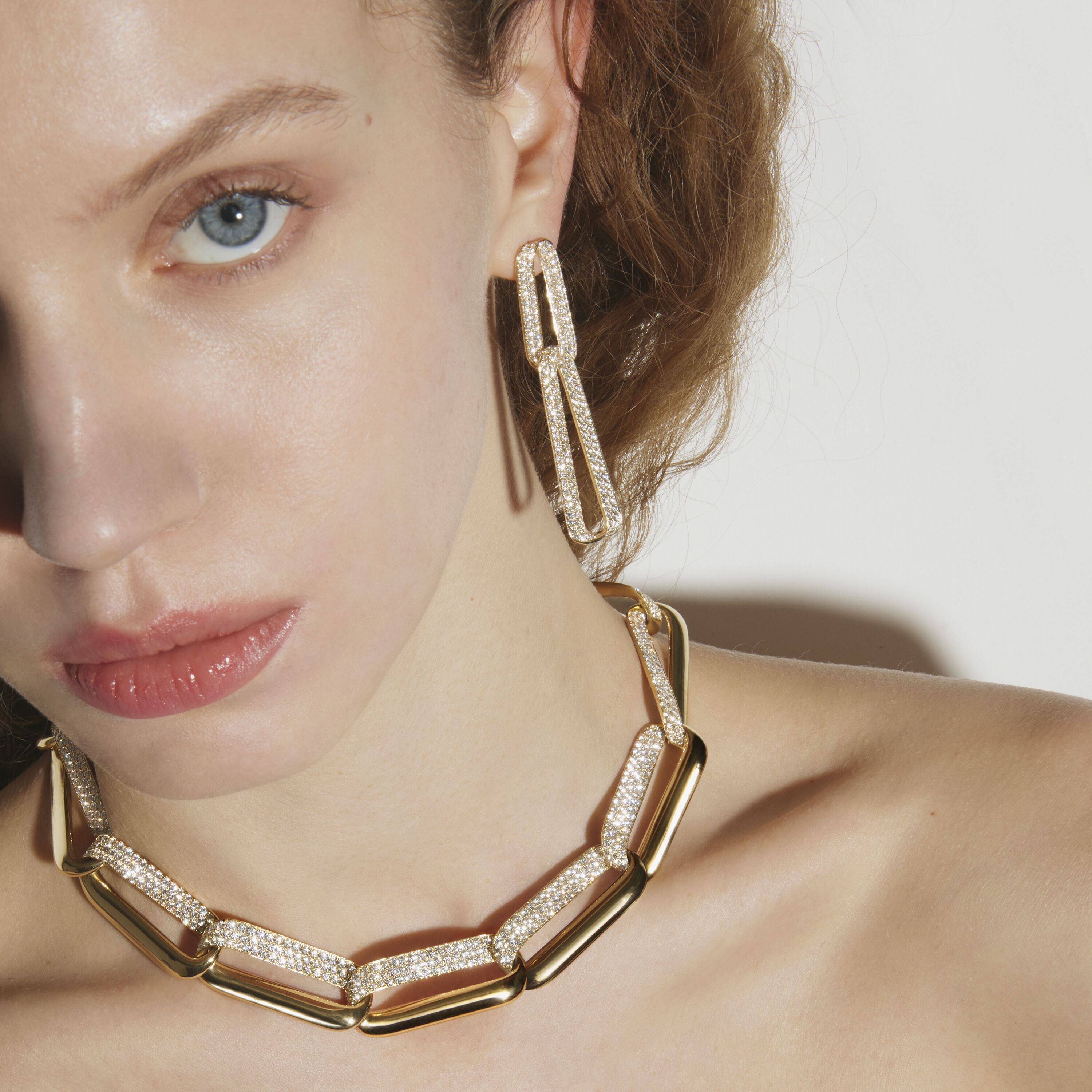 INSIDE/OUT Link 密鑲鑽石耳環, 18K 玫瑰金, large