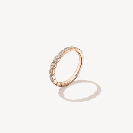 Lorelei Floral Milgrain Diamond Band, 18K Rose Gold, large