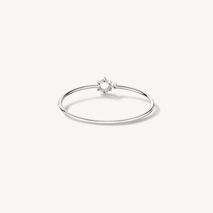 Aerial Open Sunburst Flexi Bangle, 18K White Gold, large