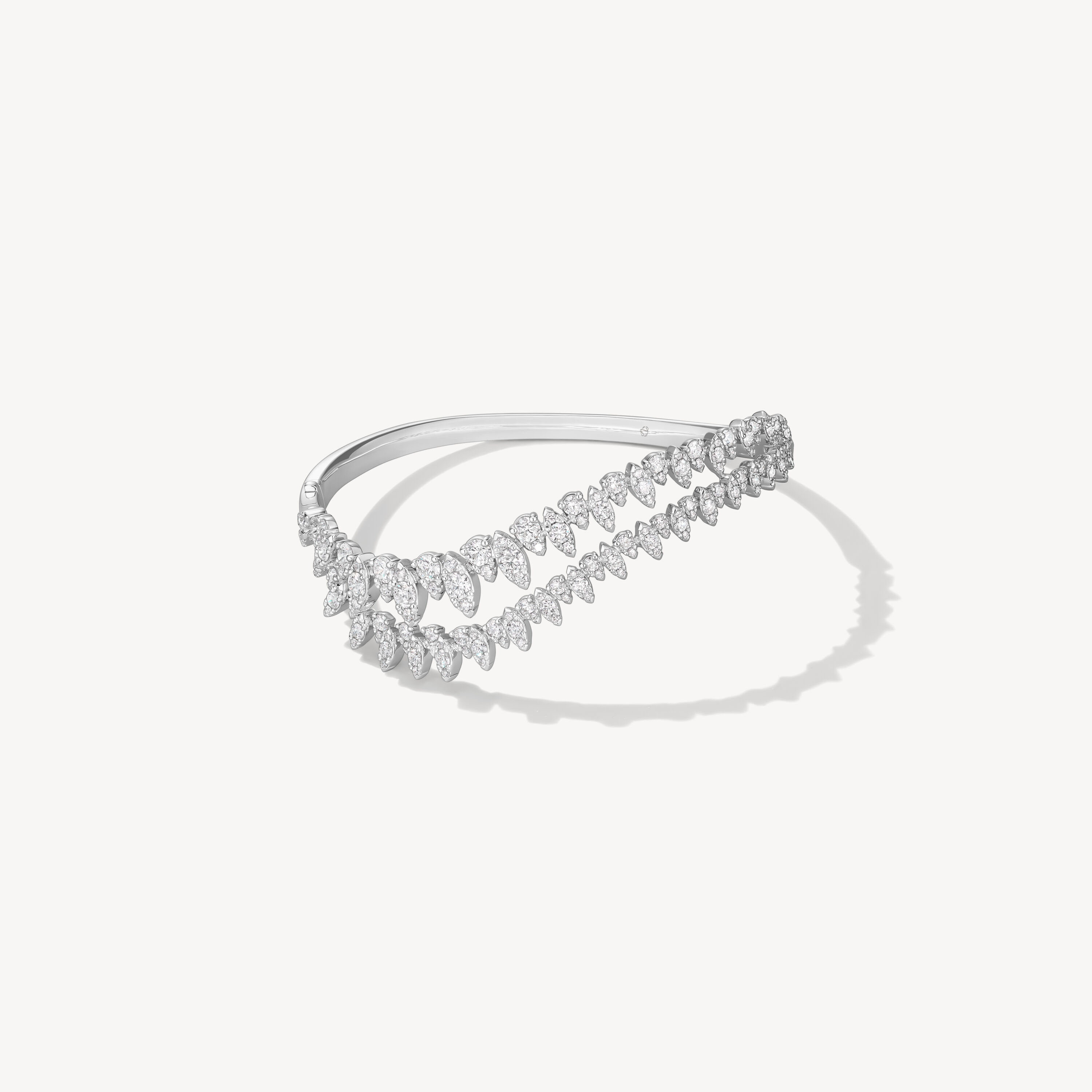 Aerial Twisted Dewdrop Bangle, 18K White Gold, large