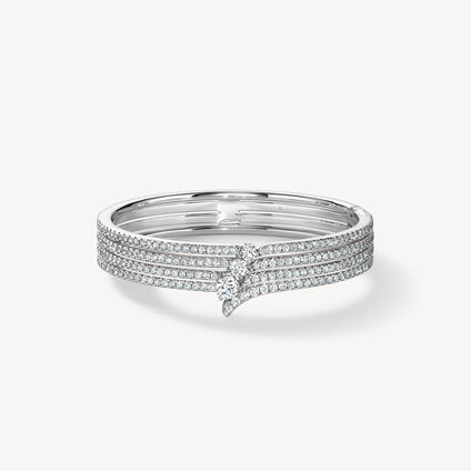 VELA French Cut Pavé Diamond Bangle, 18K White Gold VELA French Cut Pavé Diamond Bangle, 18K White Gold, large