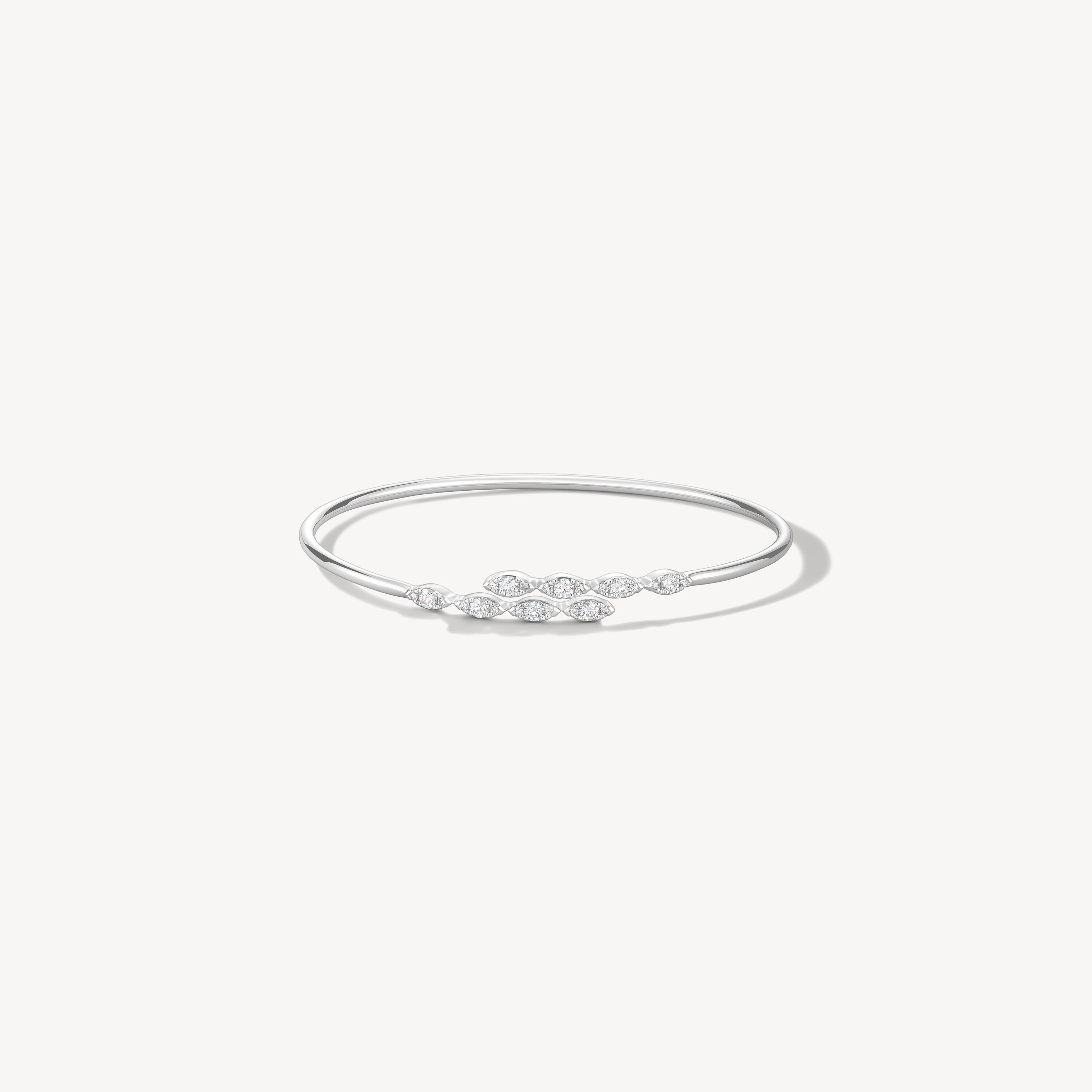 Aerial Marquise Flexi Bangle, 18K White Gold, large