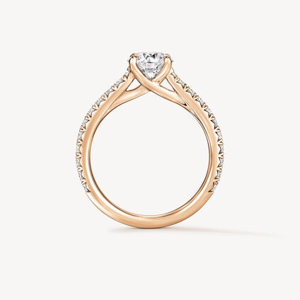 VELA Cathedral Solitaire Ring With Diamond Band, 18K Rose Gold, large
