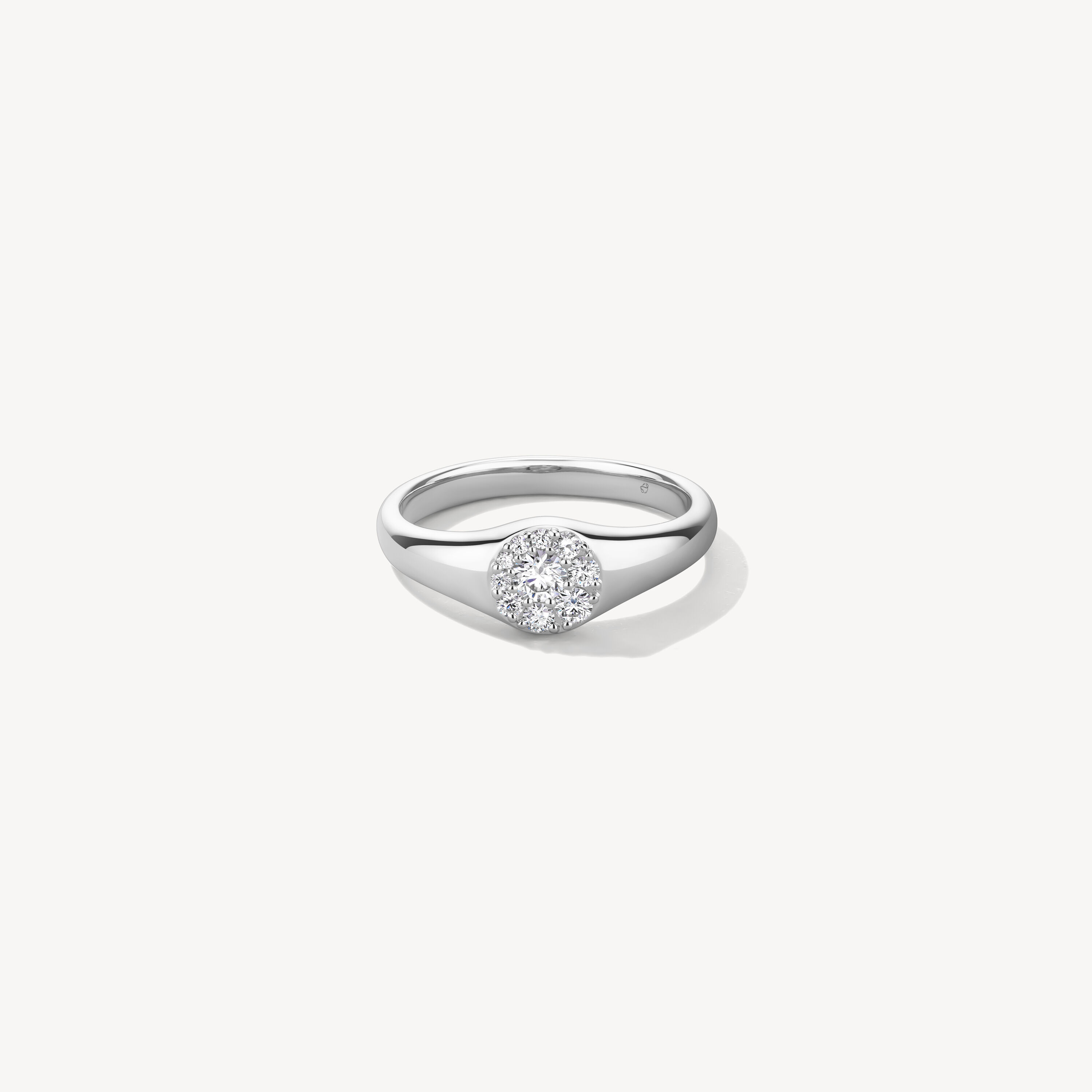 Tessa Circle Signet Ring, 18K White Gold, large
