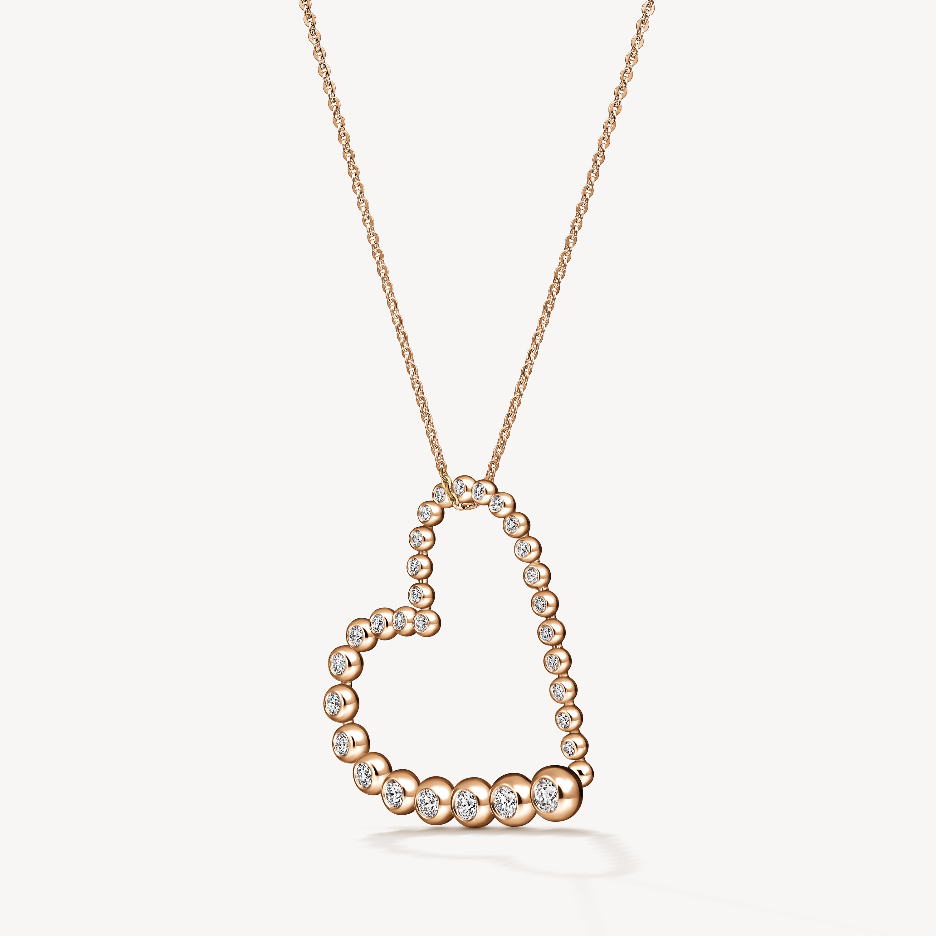DREAM Heart 鑽石項鍊（大）, 18K 玫瑰金, large