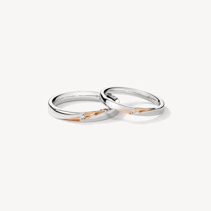 Union Wedding Band, 18K White gold and Rose gold, large