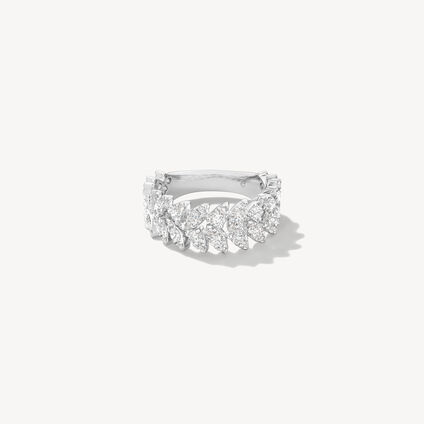 Aerial Double Dewdrop Ring, 18K White Gold, large