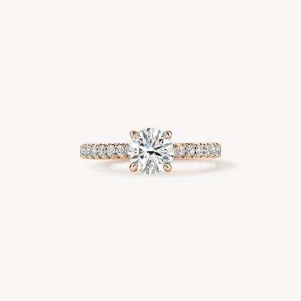 VELA Cathedral Solitaire Ring With Diamond Band, 18K Rose Gold, large