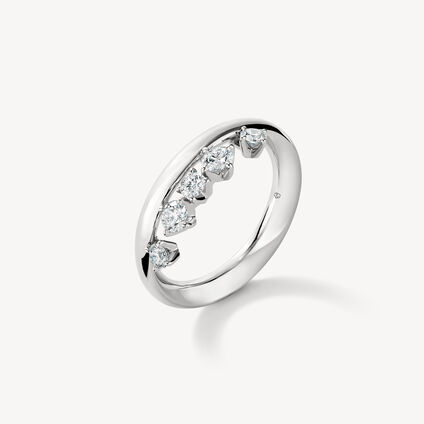 Barre Floating 鑽石戒指, 18K 白金, large