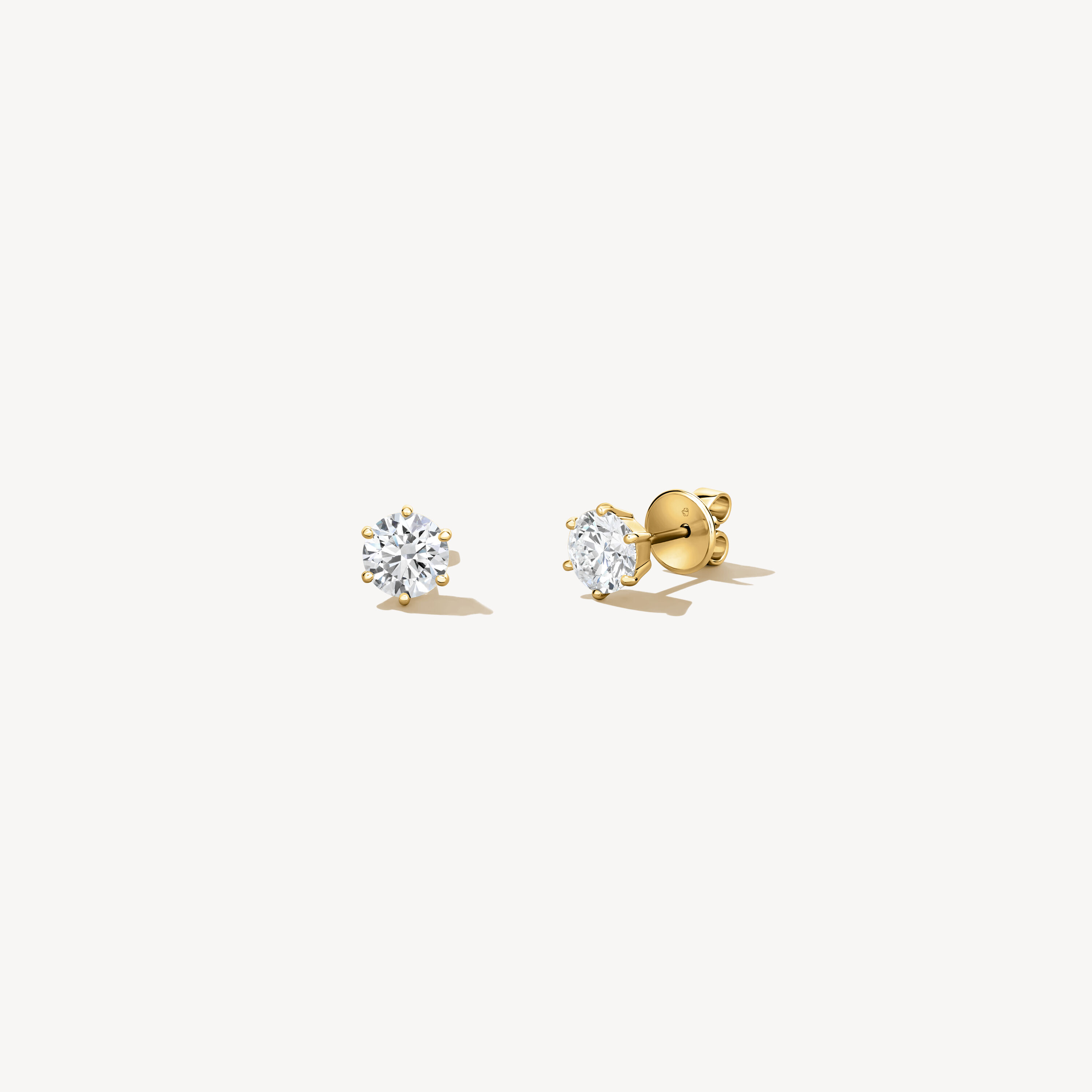 Basic 6-Prong Solitaire Earrings, 18K Yellow Gold, large