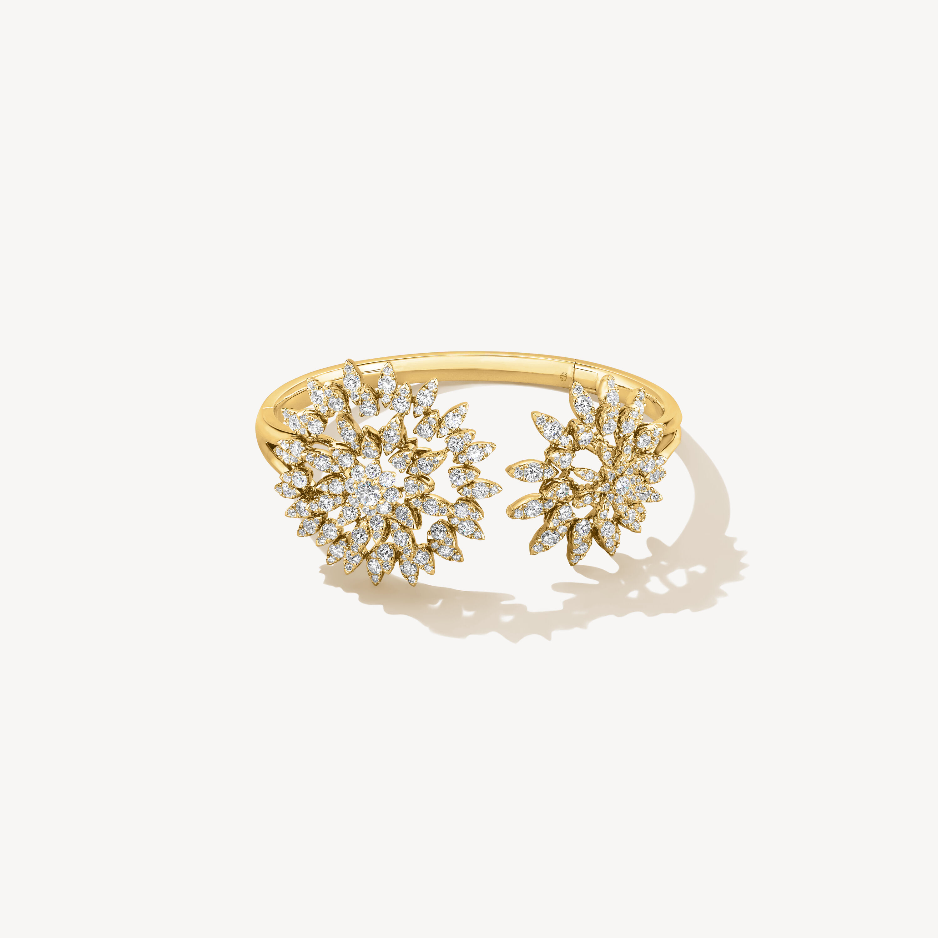 Aerial Double Sunburst Bangle, 18K Yellow Gold, large