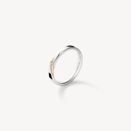 Union Wedding Band, 18K White gold and Rose gold, large