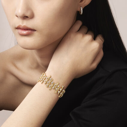 BARRE Multi-Row Small Bracelet, 18K White Gold, large