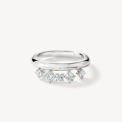 Barre Floating 鑽石戒指, 18K 白金, large