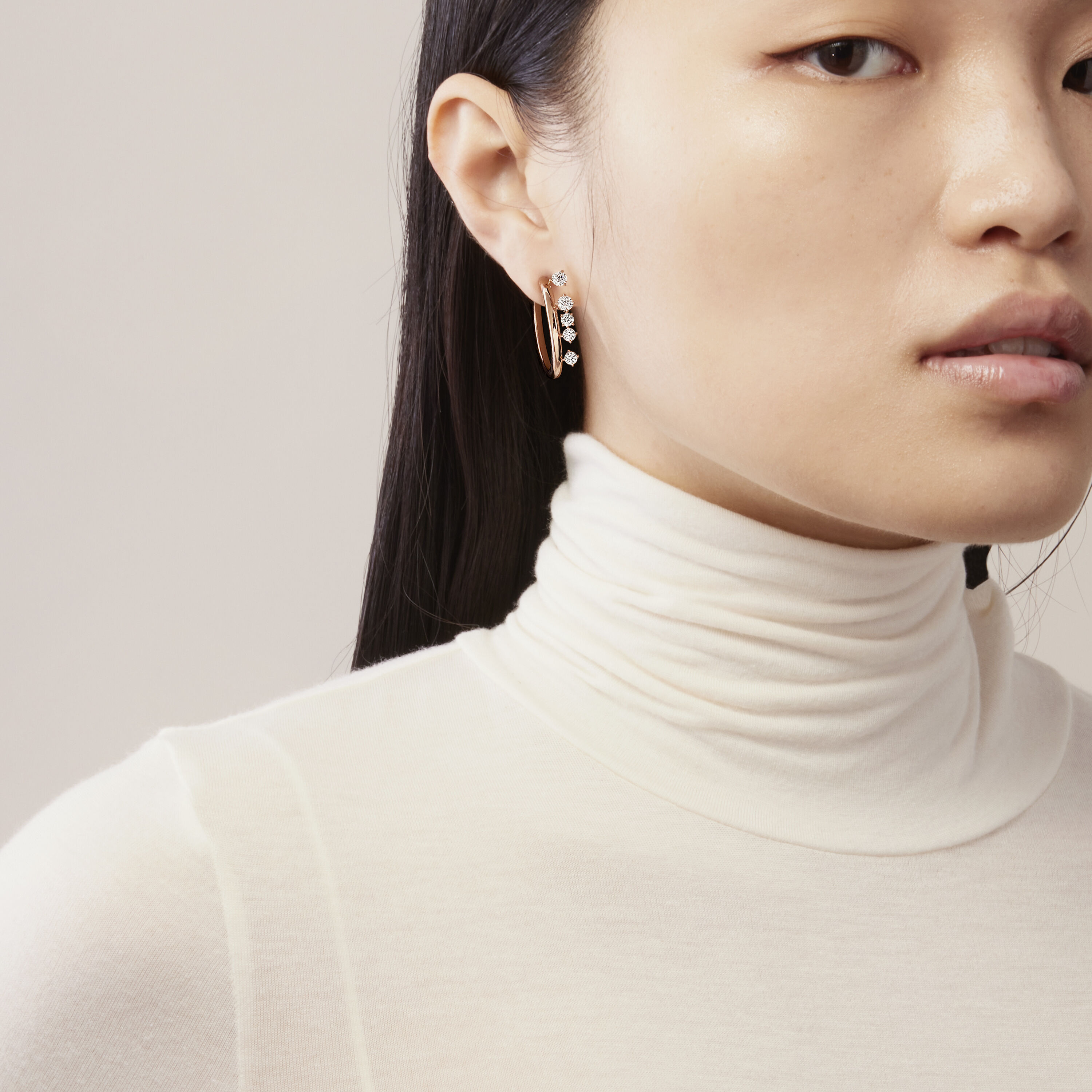 Barre Floating 鑽石耳環 (小), 18K 黄金, large