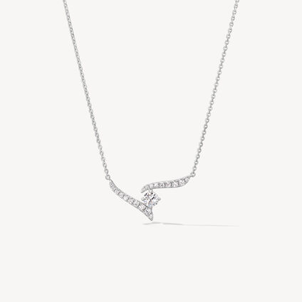 VELA Crossover Pendant Necklace, 18K White Gold, large