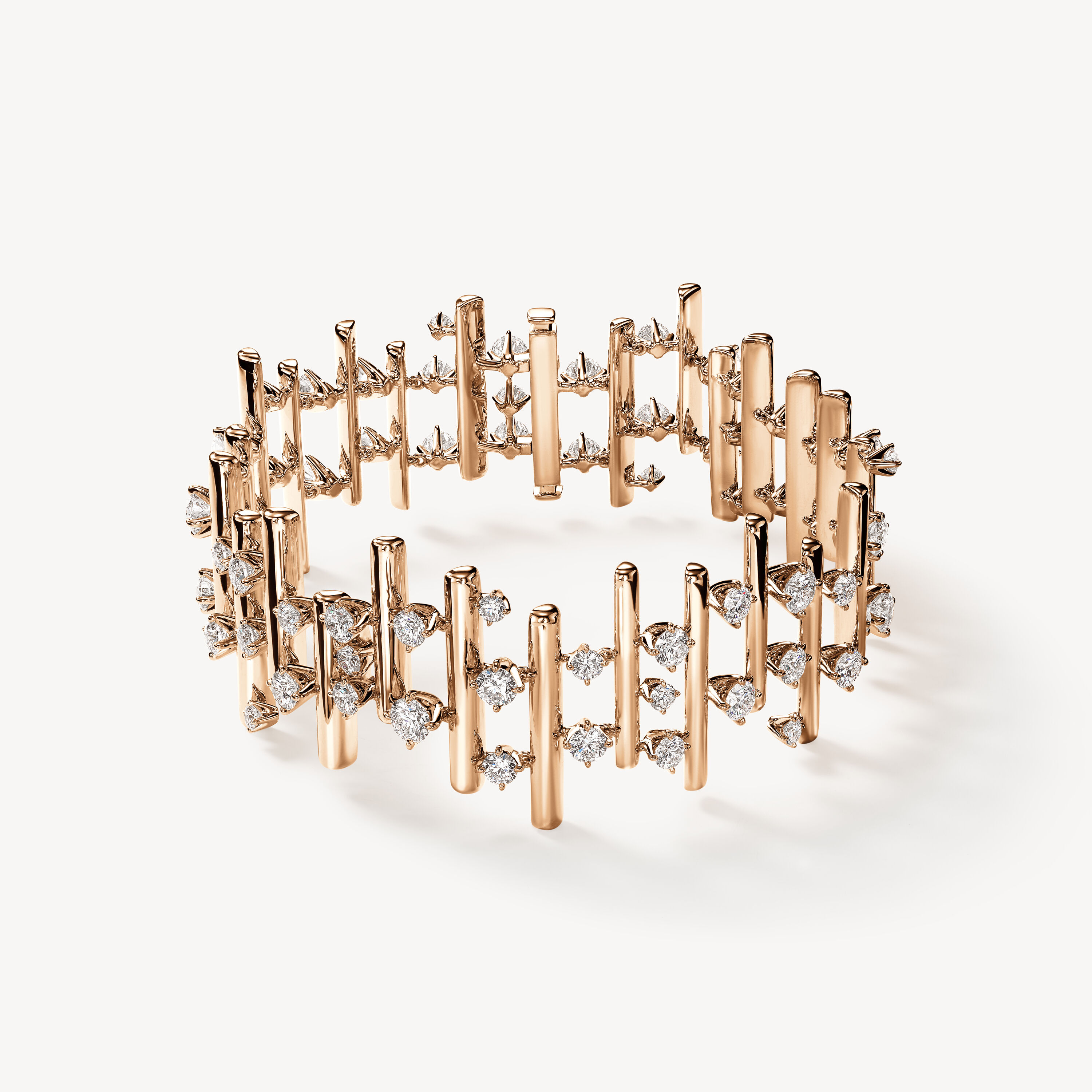 Barre Multi-Row 鑽石手鍊 (小), 18K 玫瑰金, large