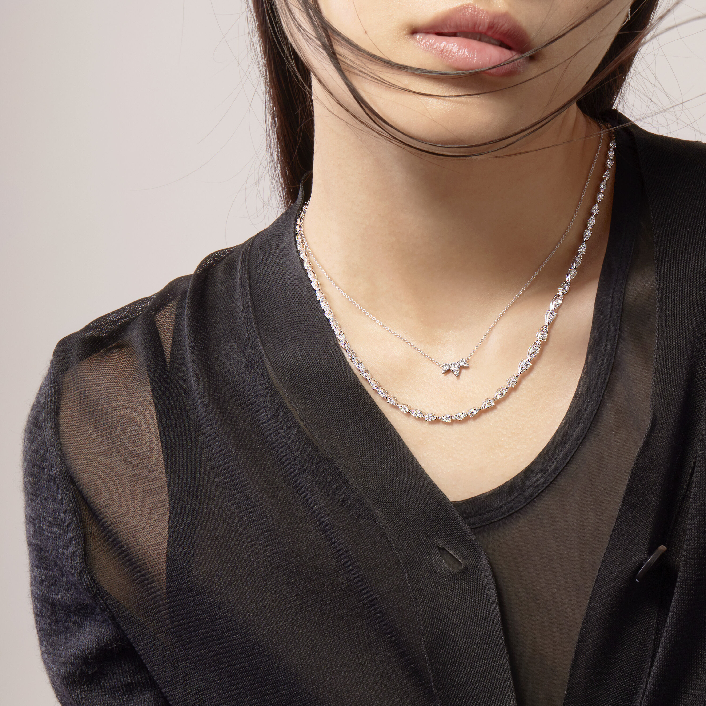 Aerial 三鑽項鍊, 18K 黄金, large