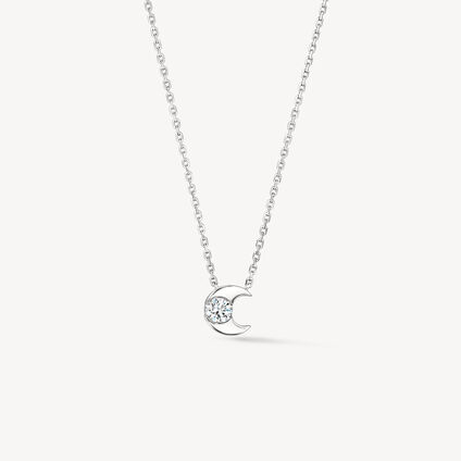 CHARMED HALF MOON 鑽石項鍊, 18K 白金, large