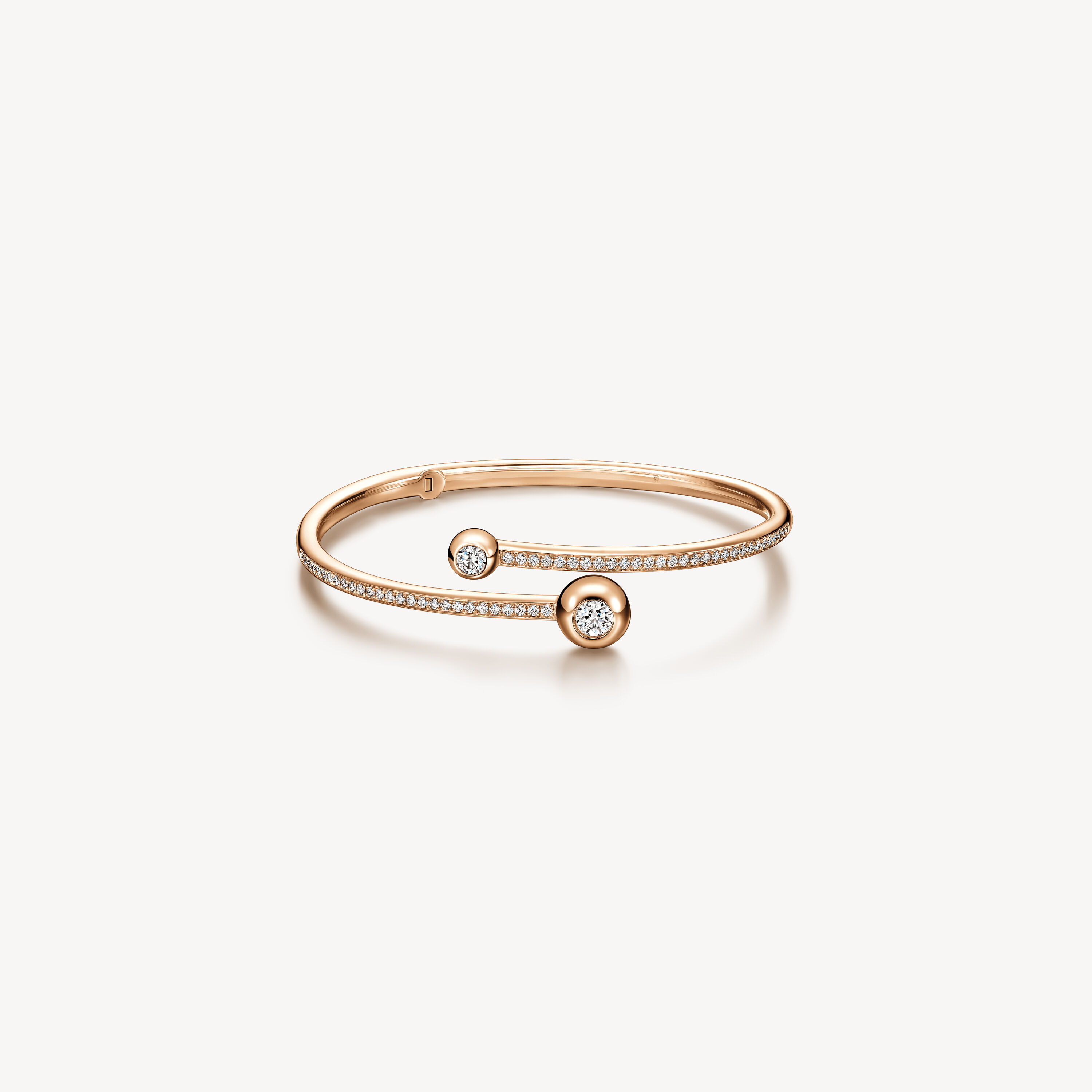 Dream Bypass Pav&eacute; Bangle, 18K Rose Gold, large