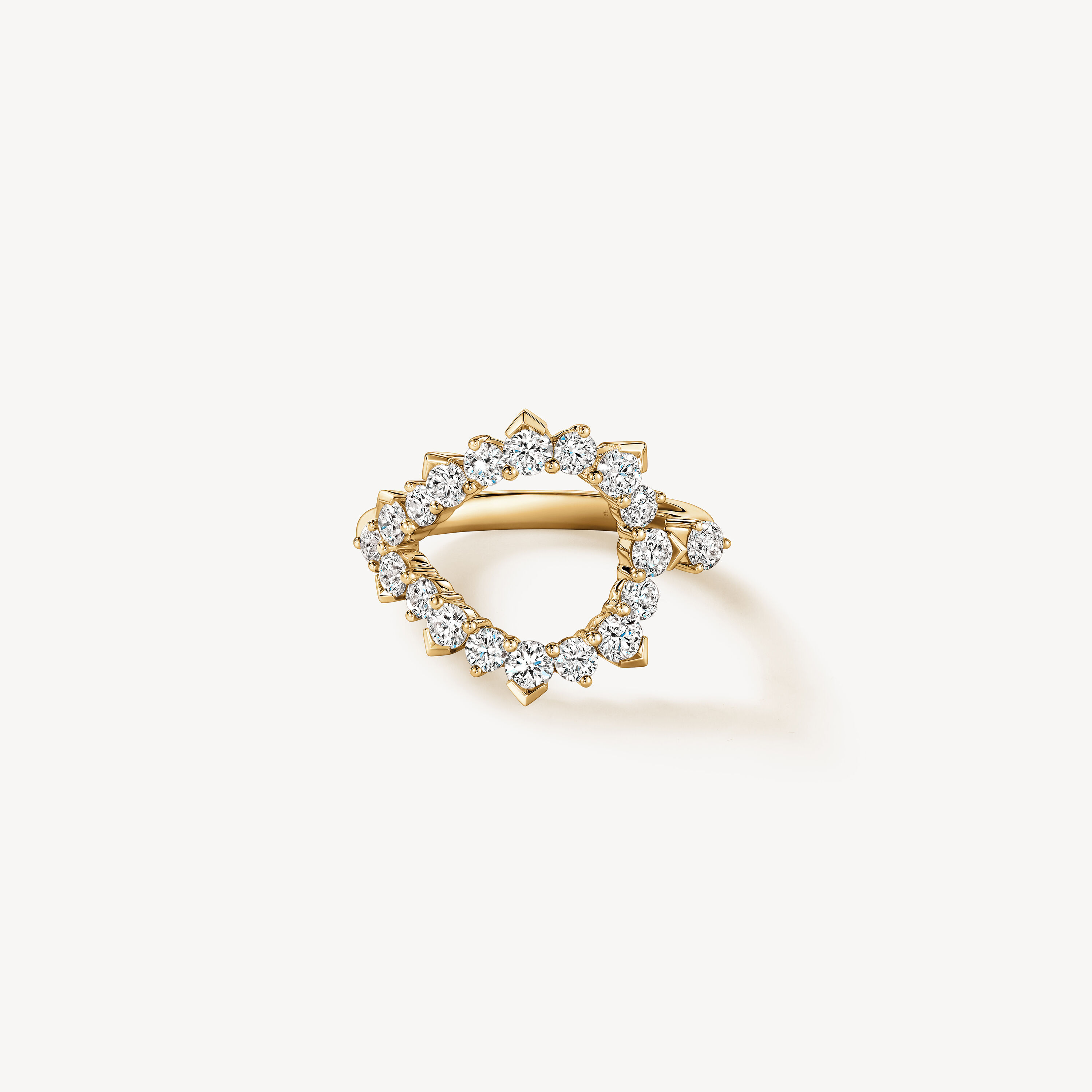 Aerial Open Sunburst 鑽石戒指, 18K 黄金, large