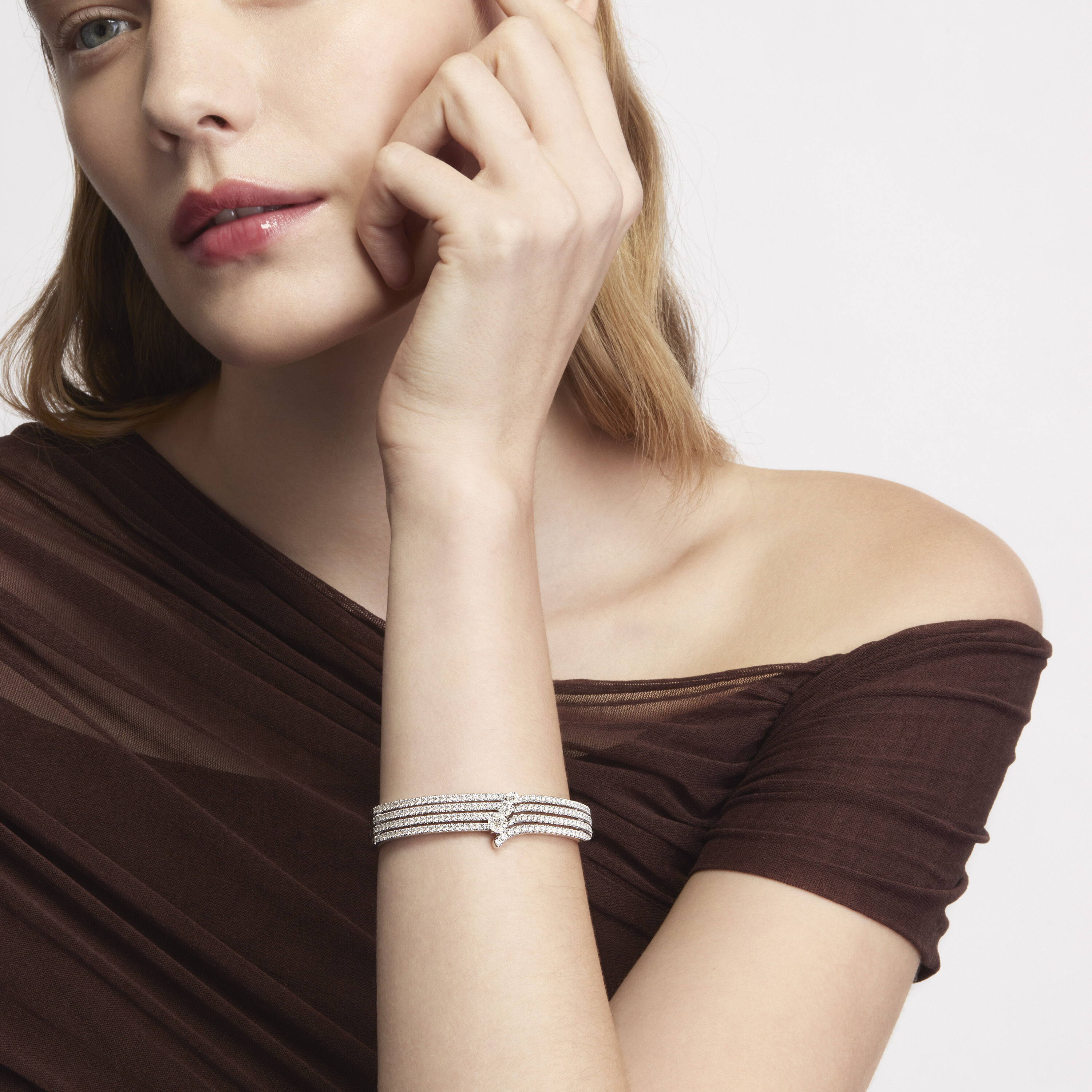 VELA 法式鑲嵌鑽石手鐲, 18K 玫瑰金, large