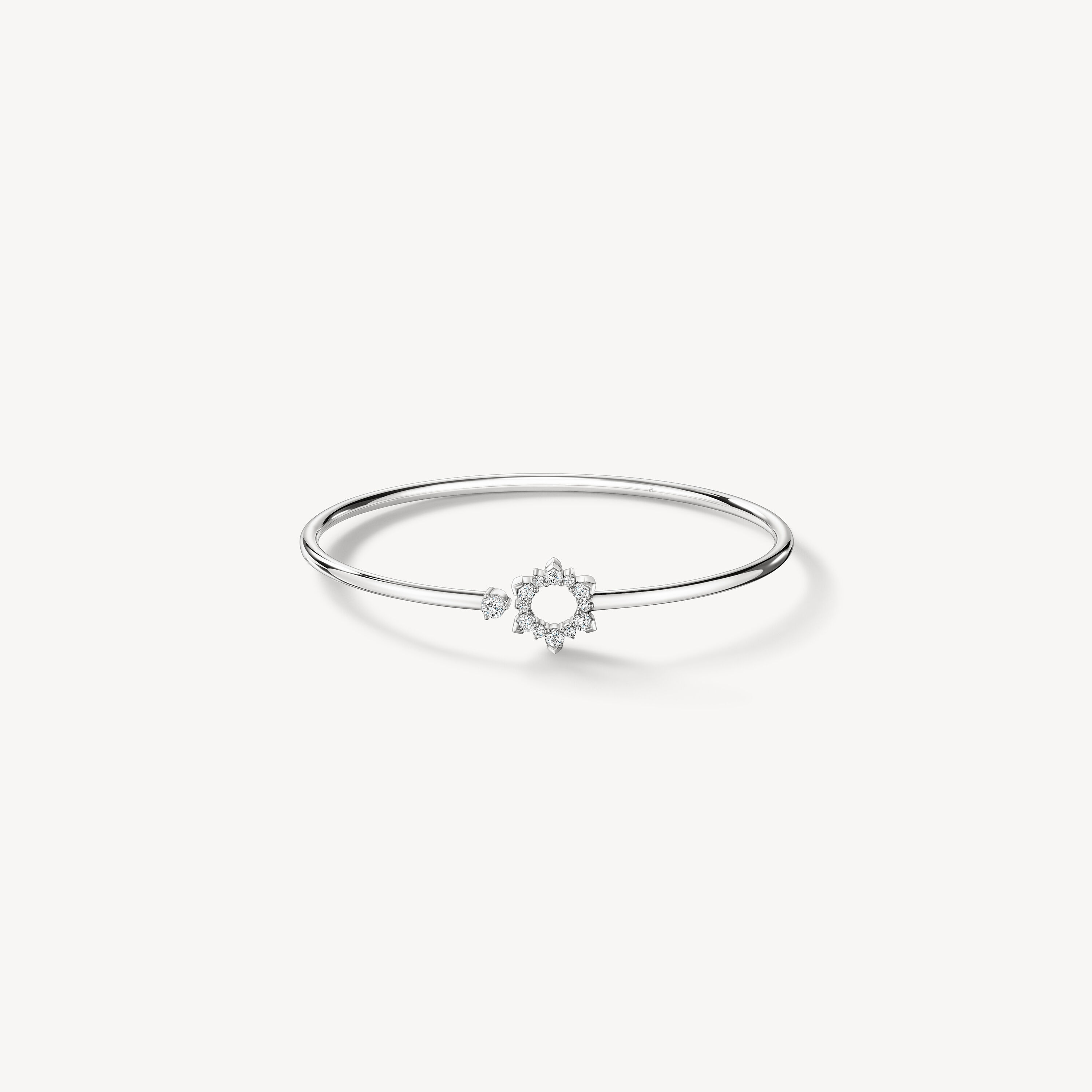 Aerial Open Sunburst Flexi Bangle, 18K White Gold, large