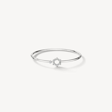 Aerial Open Sunburst Flexi Bangle, 18K White Gold, large