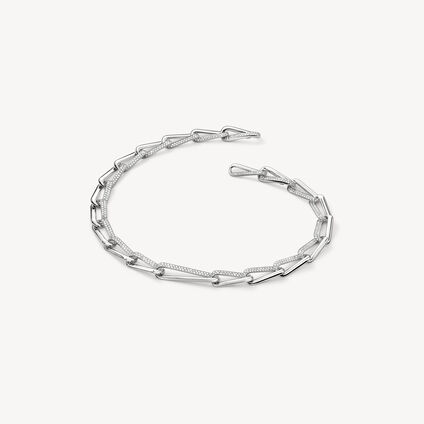 INSIDE/OUT Elongated Diamond Link Necklace, 18K White Gold, large