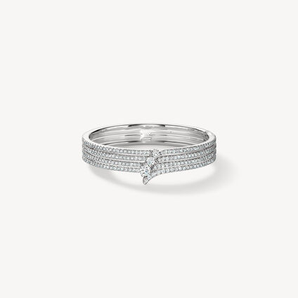 VELA French Cut Pav&eacute; Diamond Bangle, 18K White Gold, large