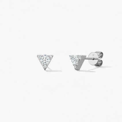 Triplicity Triangle 鑽石耳環, 18K 白金, large