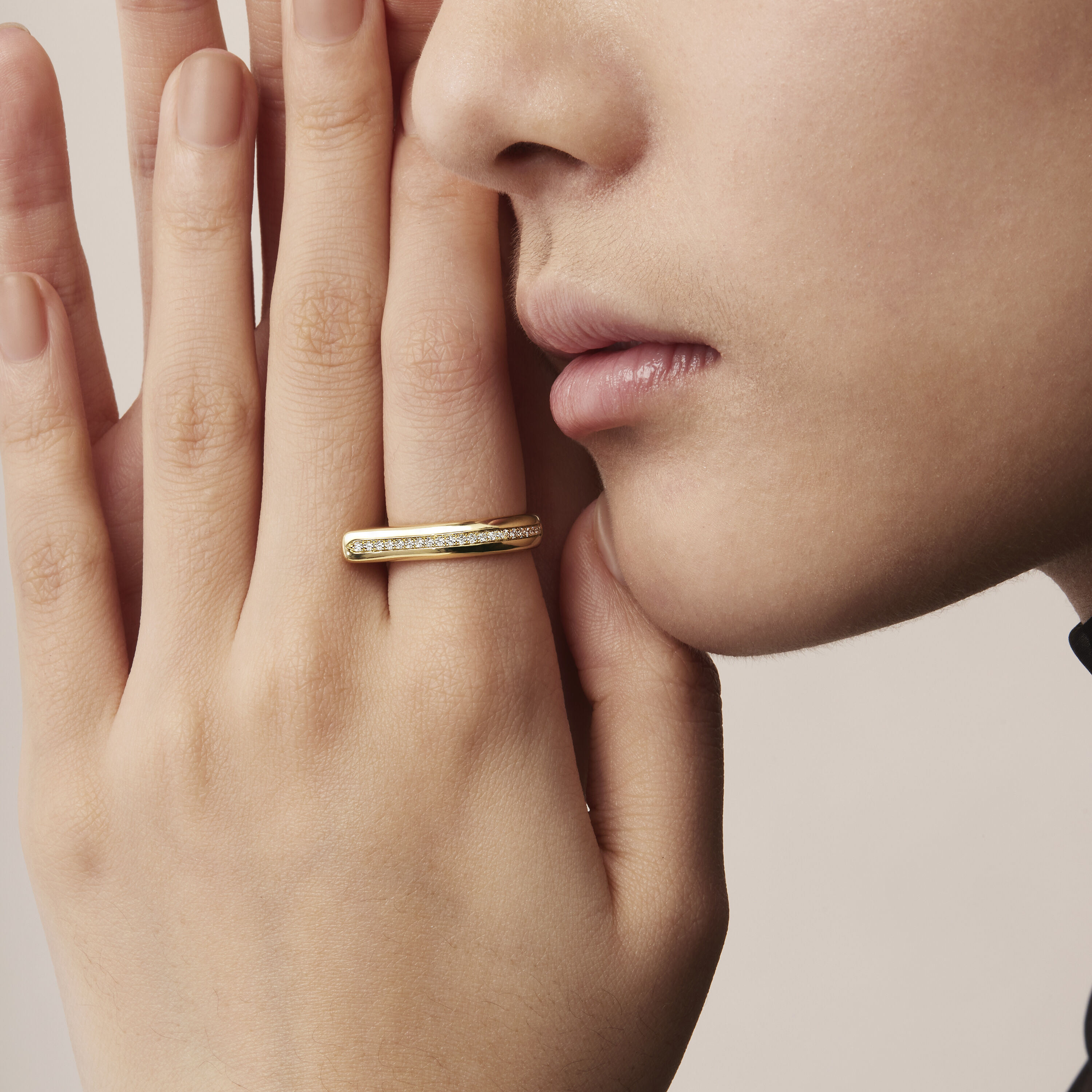 LU Diamond Band, 18K Rose Gold, large