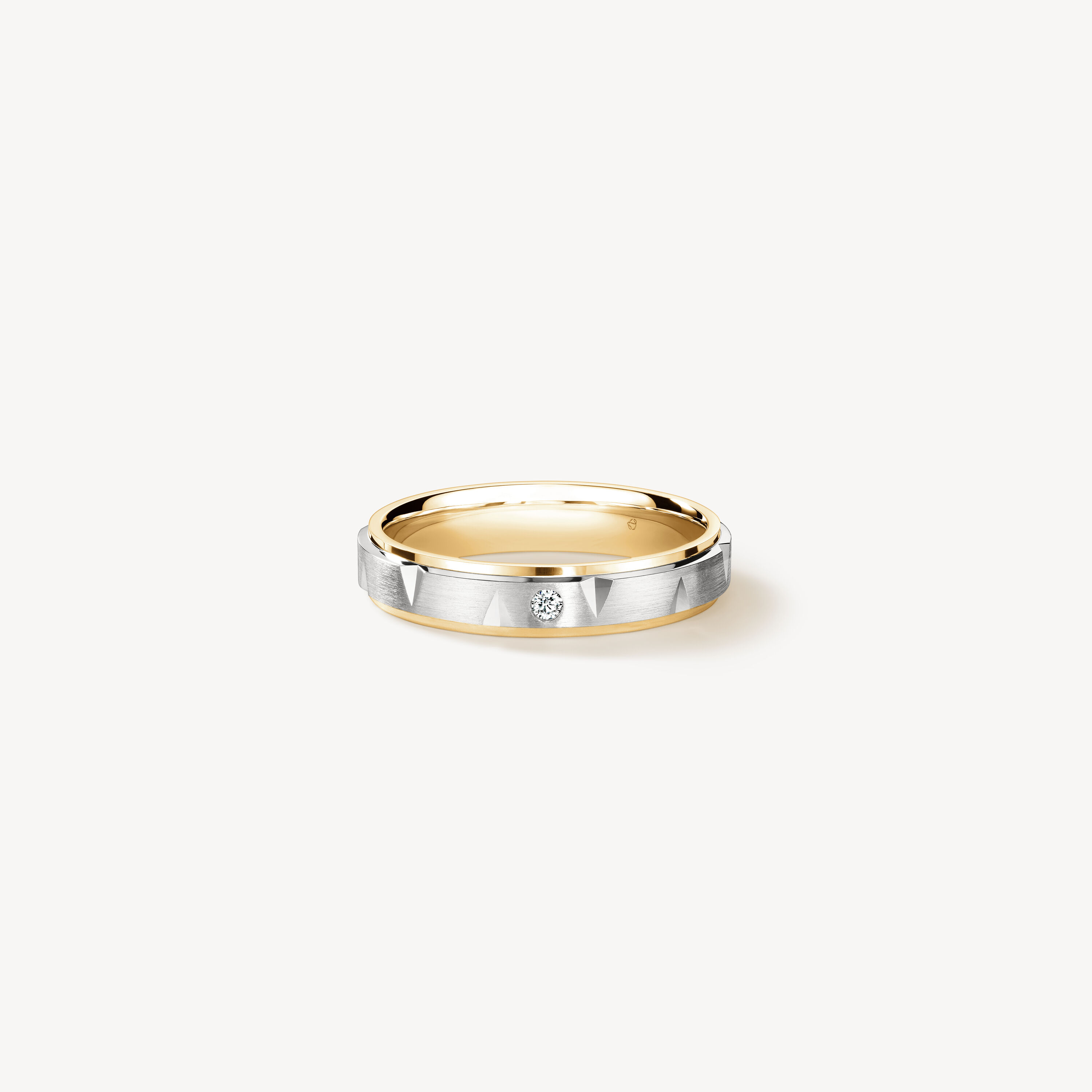 Love Chevron Wedding Band , Platinum and 18K Yellow Gold, large