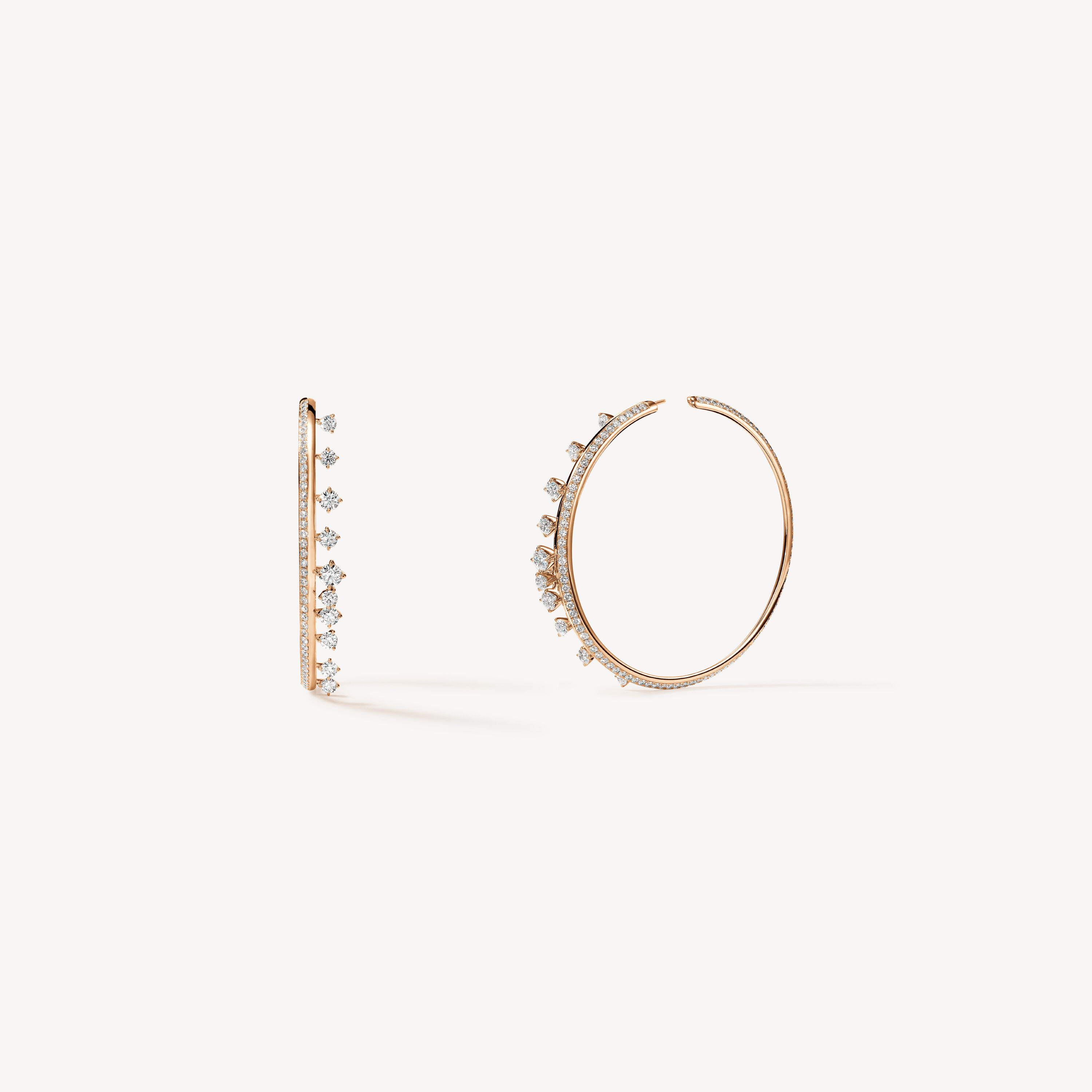 BARRE Floating Diamond Large Hoops, 18K Rose Gold, large