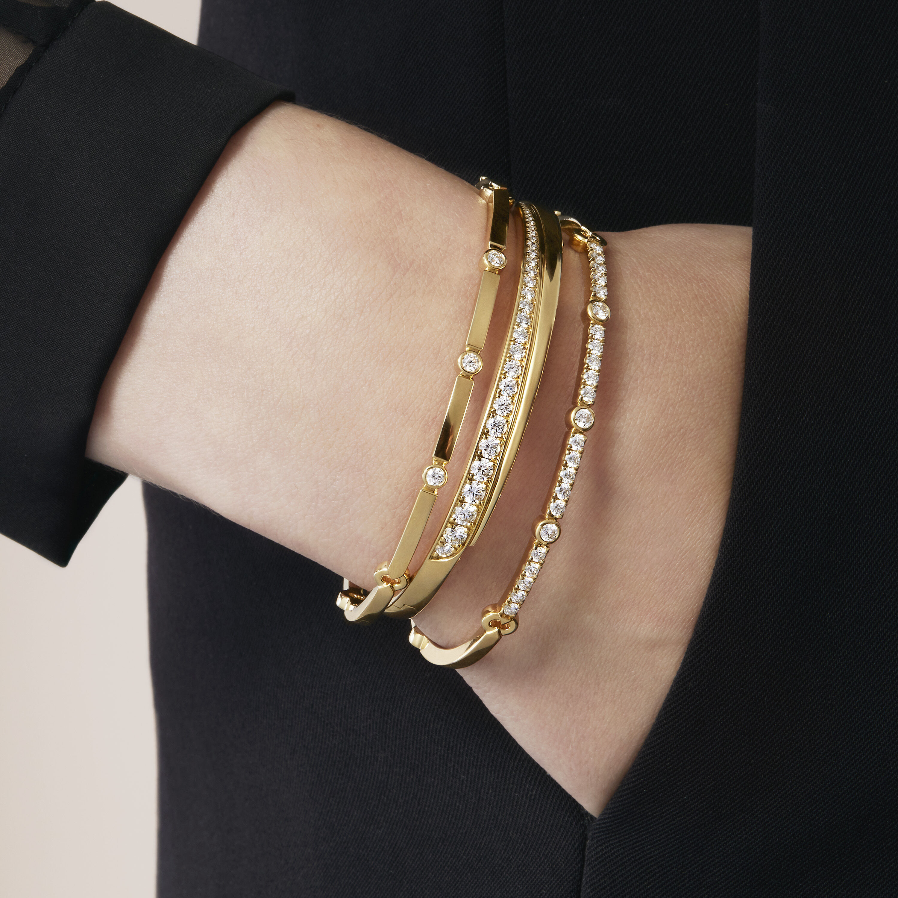 Copley Multi Stone Bangle, 18K Rose Gold, large