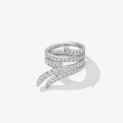 VELA Double Row Pav&eacute; Ring, 18K White Gold, large