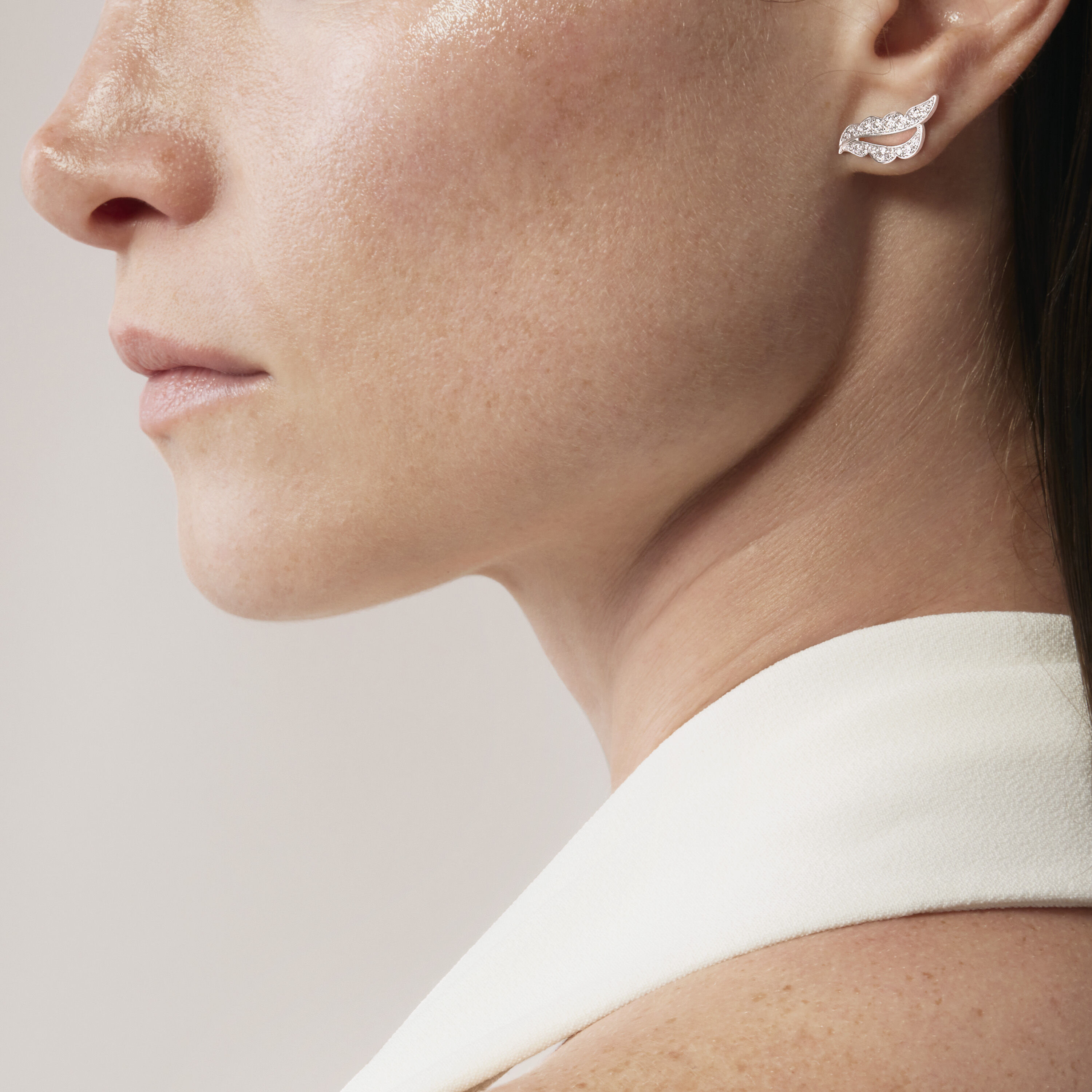 Lorelei Ribbon 鑽石耳環, 18K 黄金, large