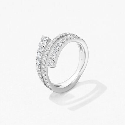 Grace Wrap鑽石戒指, 18K 白金, large