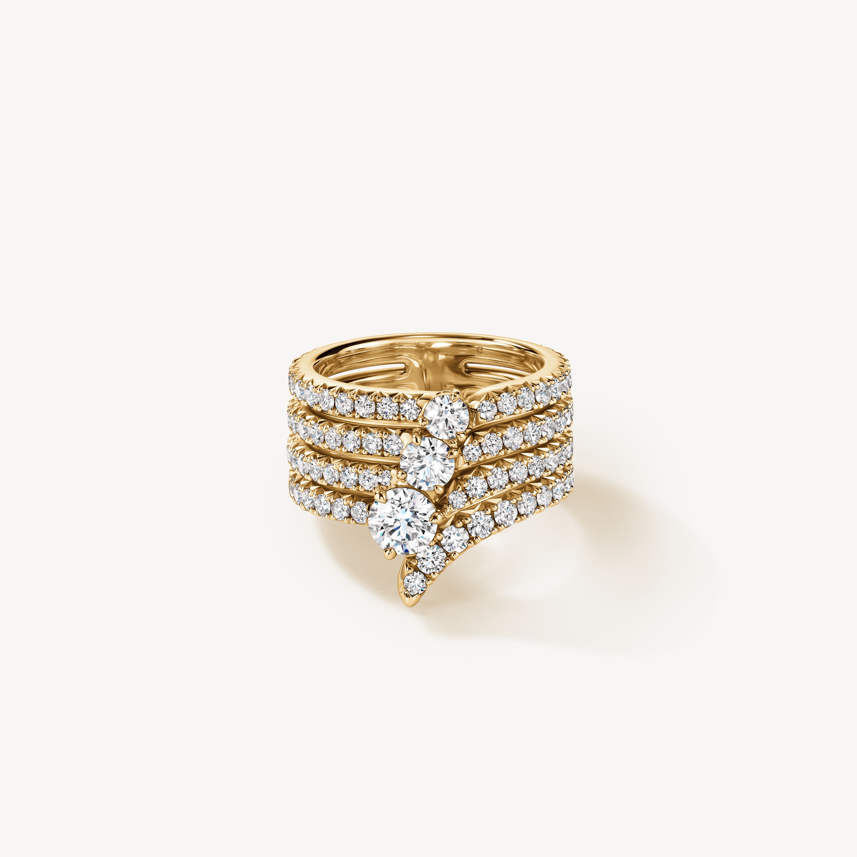 VELA French Cut Pav&eacute; Diamond Cocktail Ring, 18K Yellow Gold, large