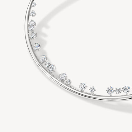 Barre Floating 鑽石鎖骨鍊, 18K 白金, large