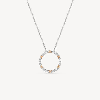 Copley Pav&eacute; Diamond Pendant Necklace, 18K White gold and Rose gold, large