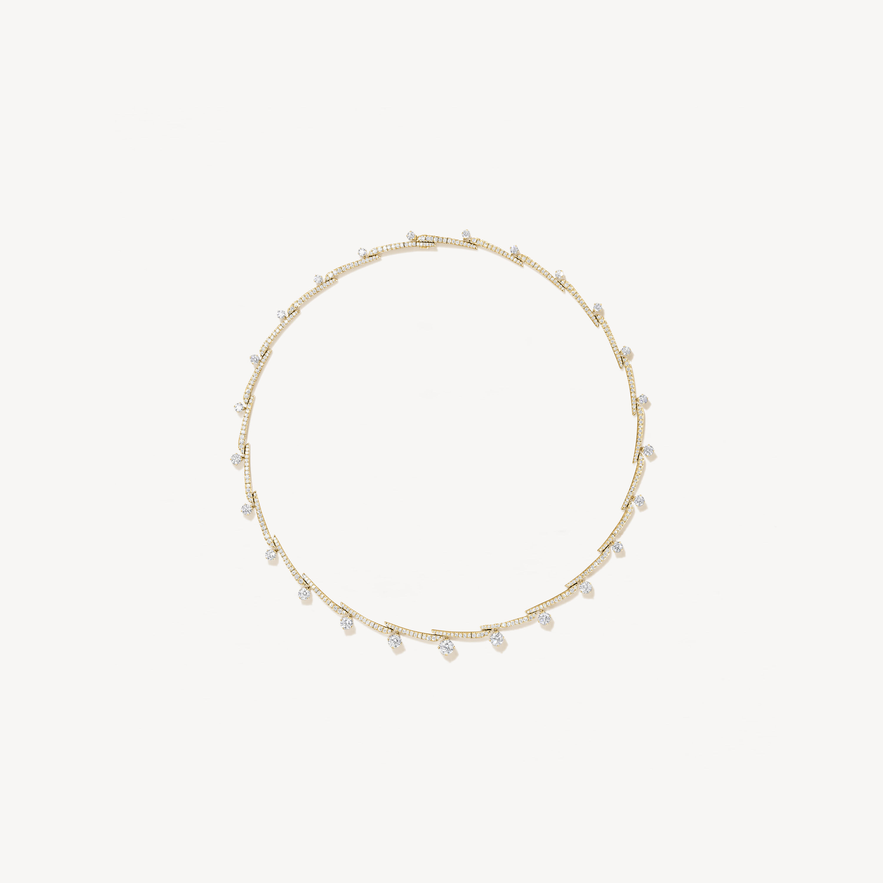 VELA Crossover French Cut Pav&eacute; Necklace, 18K Yellow Gold, large