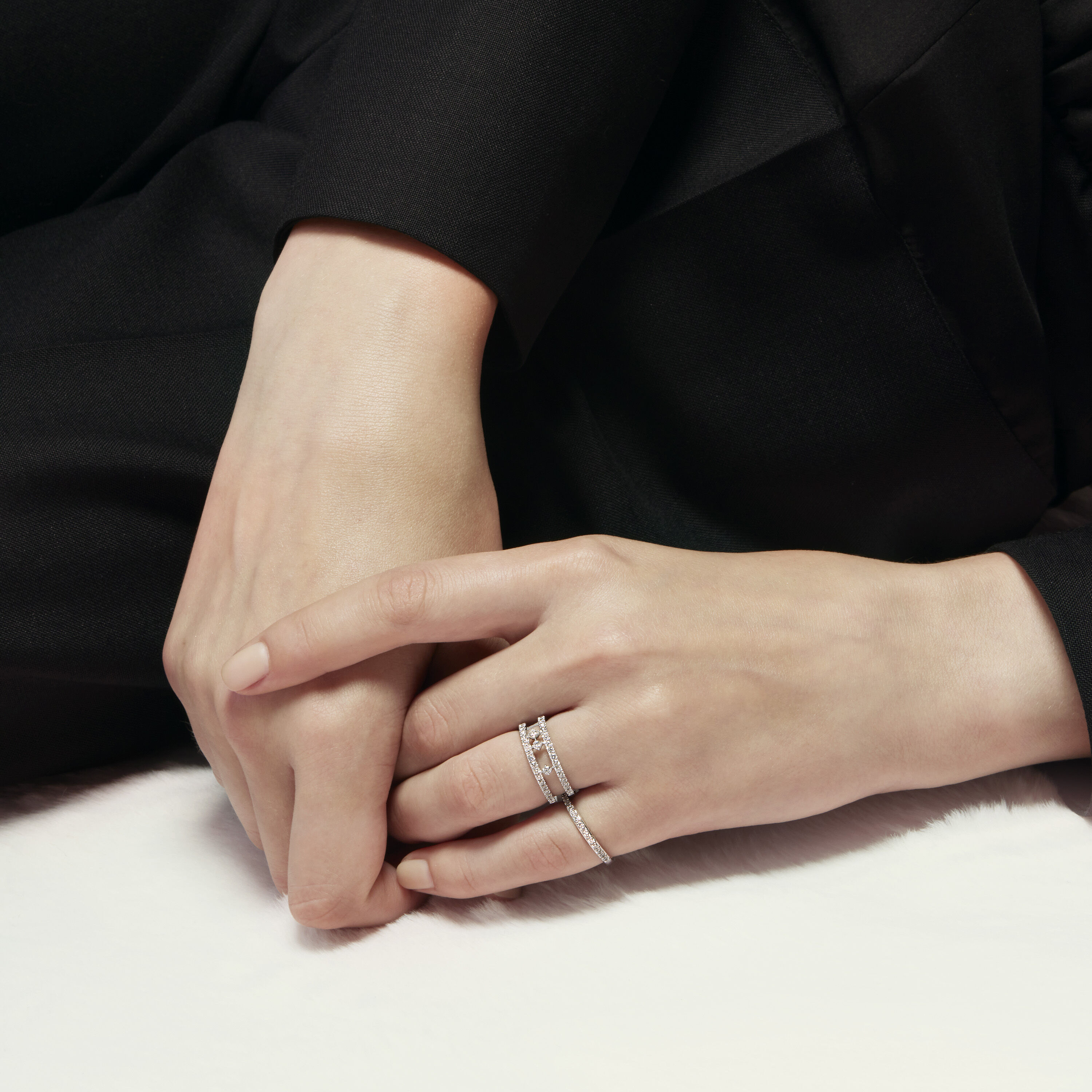 Grace Floating鑽石戒指, 18K 玫瑰金, large