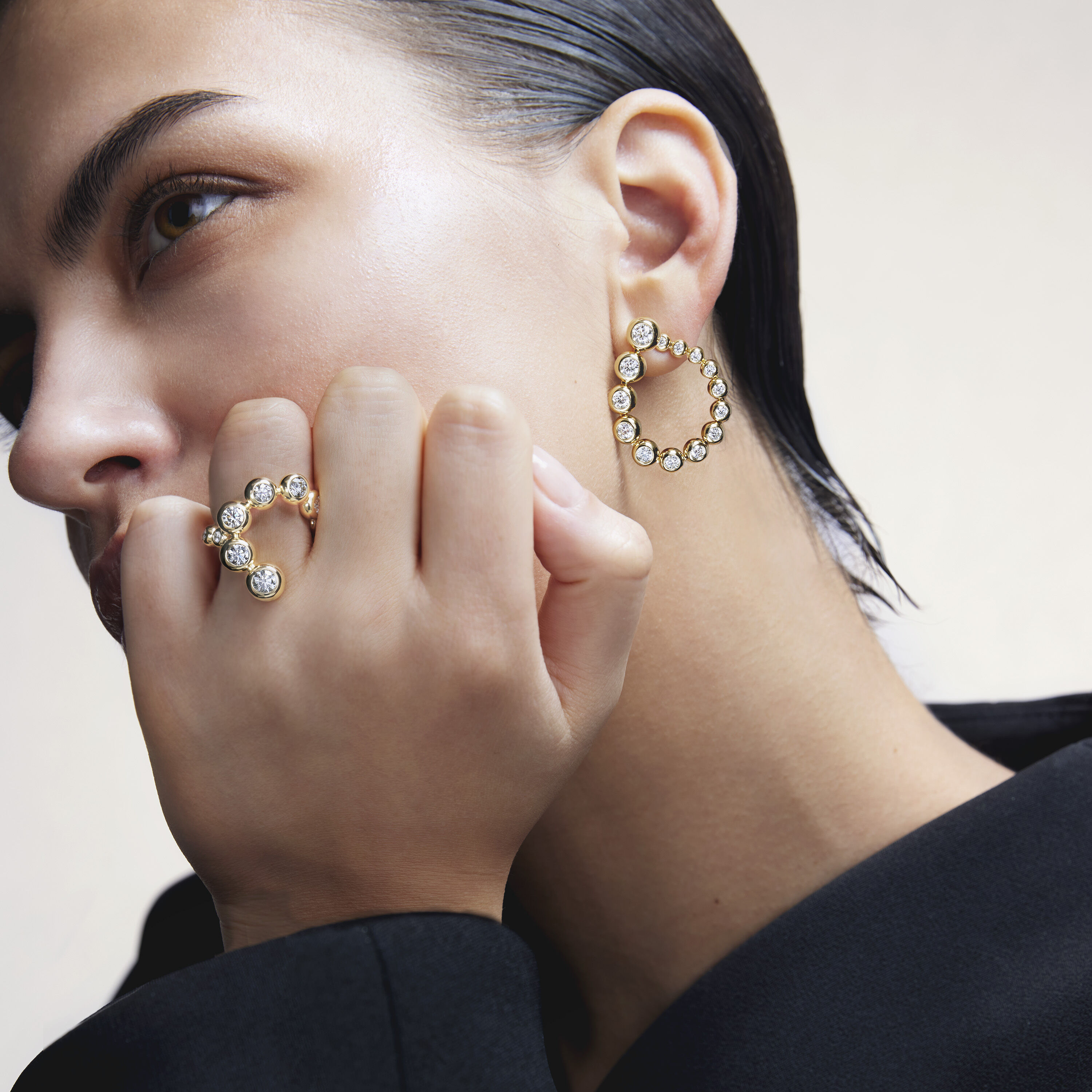 DREAM 鑽石耳環, 18K 玫瑰金, large