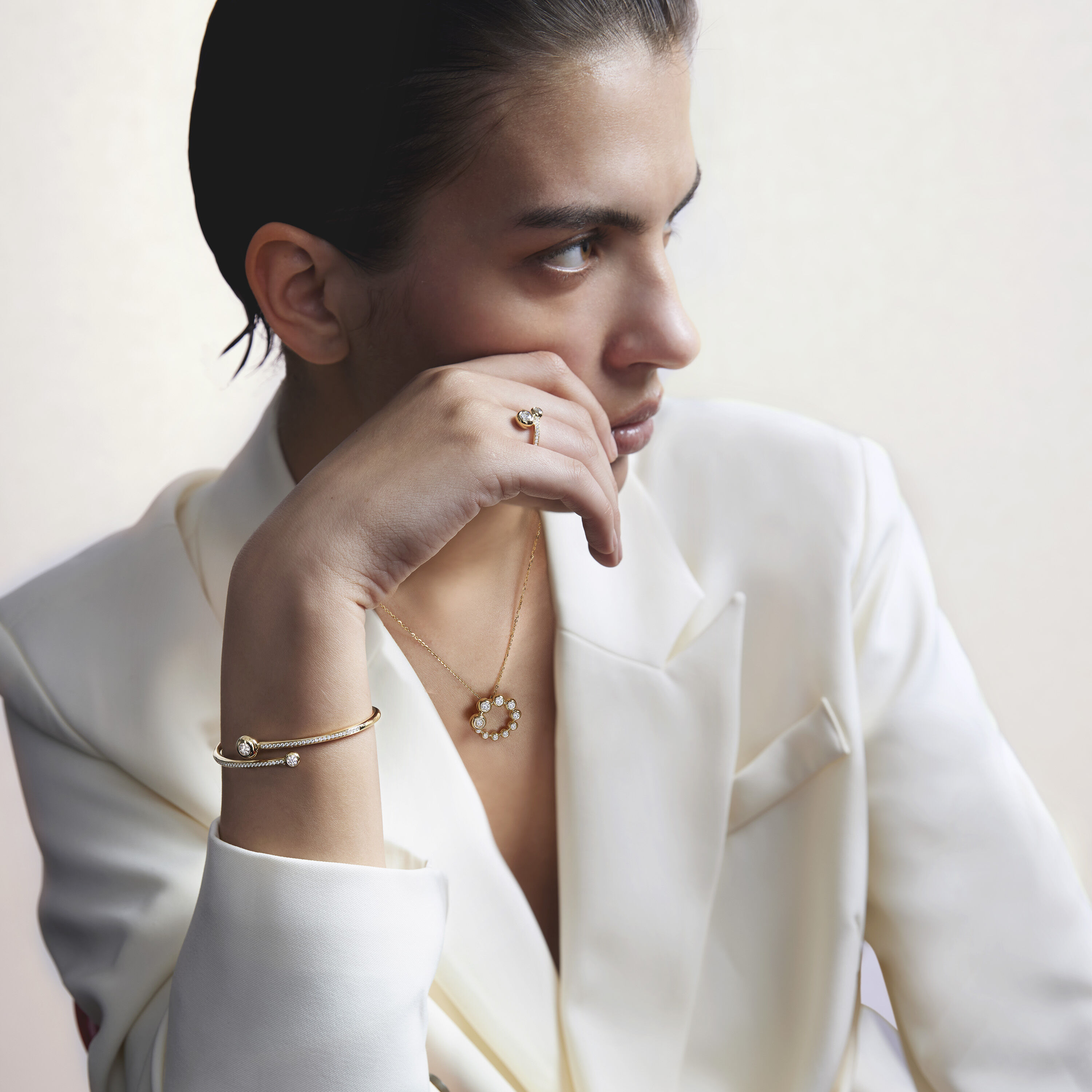 DREAM 密鑲鑽石戒指, 18K 黄金, large