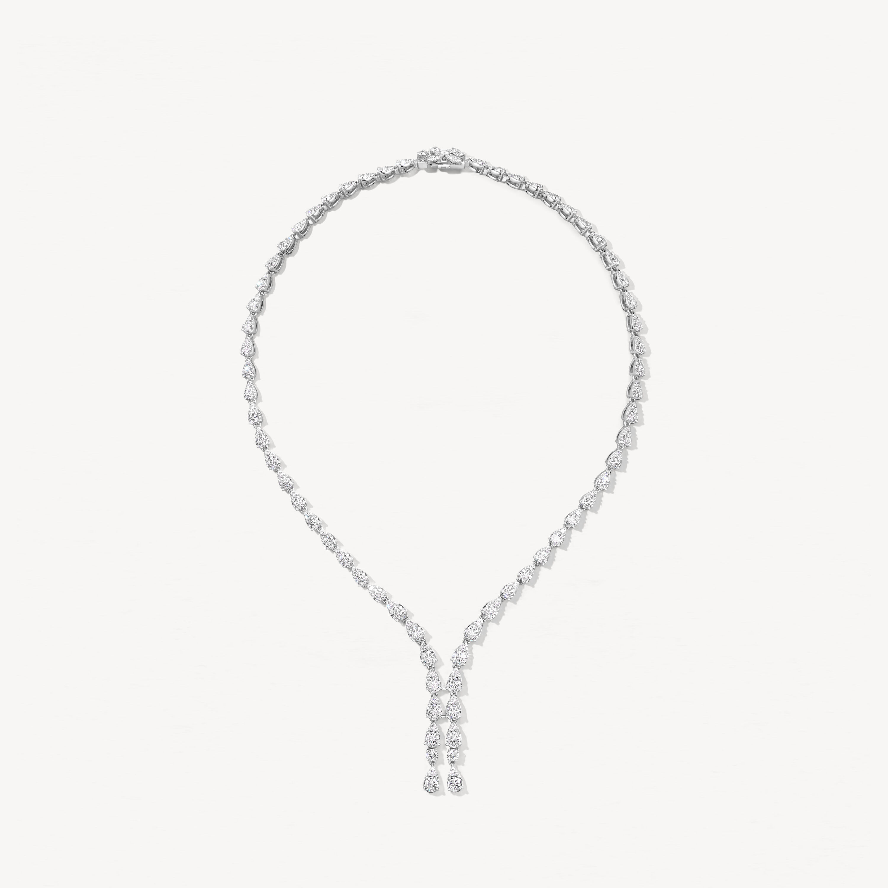 Aerial Teardrop Drop Necklace, 18K White Gold, large