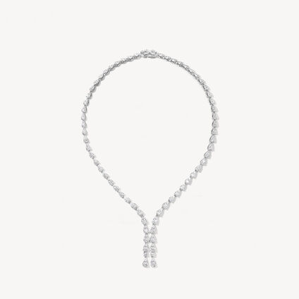 Aerial Teardrop Drop Necklace, 18K White Gold, large