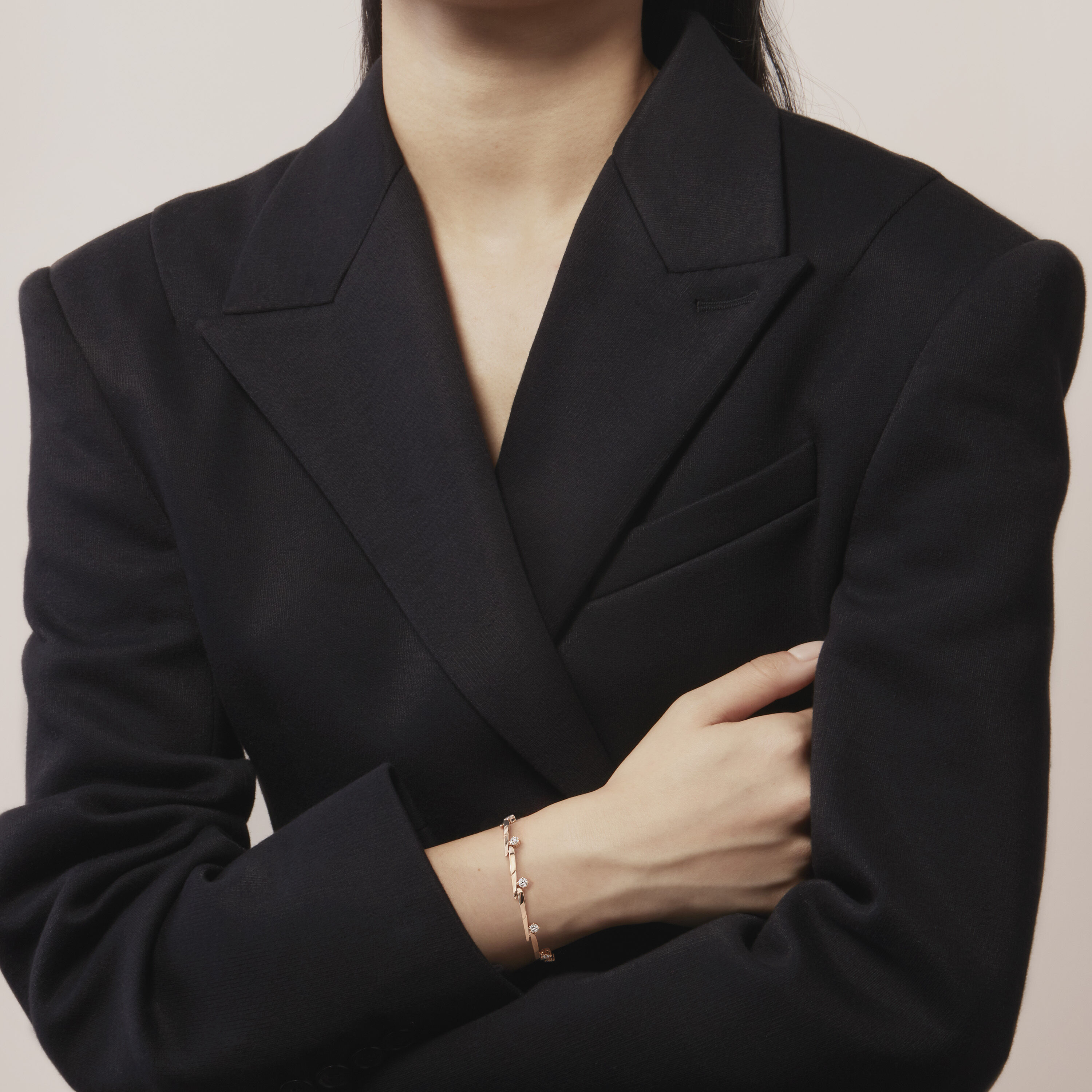 Vela Crossover 鑽石手鍊, 18K 黄金, large