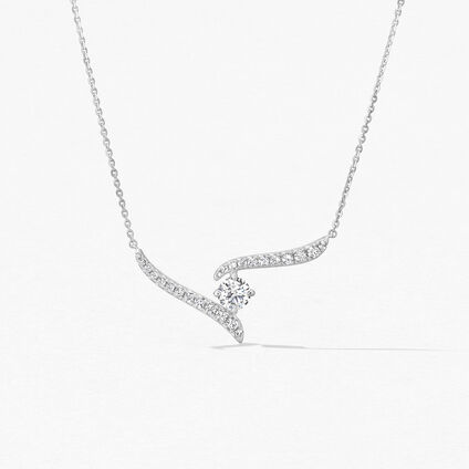 Vela Crossover 鑽石項鍊, 18K 白金, large
