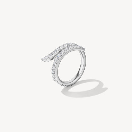 VELA Double Row Pav&eacute; Ring, 18K White Gold, large